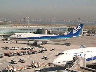 ANA B747 staying at Haneda airport